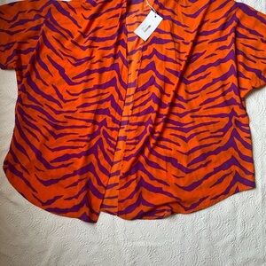 Adrienne Orange and Purple Animal Print Blouse